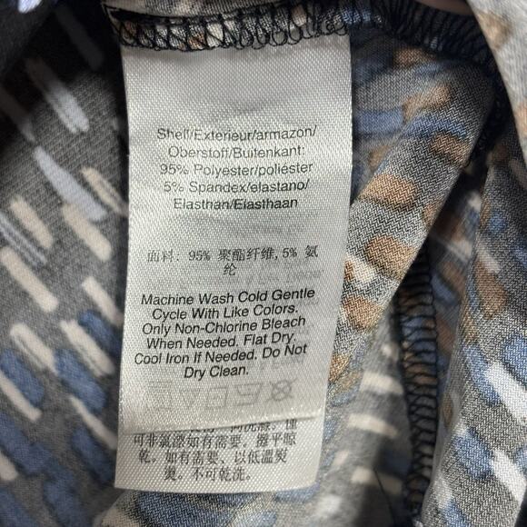 DKNY Geometric Sleeveless Blouse Shoulder Button Detail Career Casual Sz Medium - Picture 4 of 6